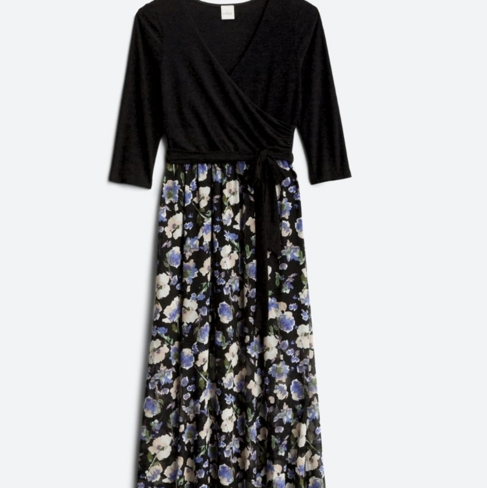 Kaileigh Faux Wrap Sheer Floral Maxi